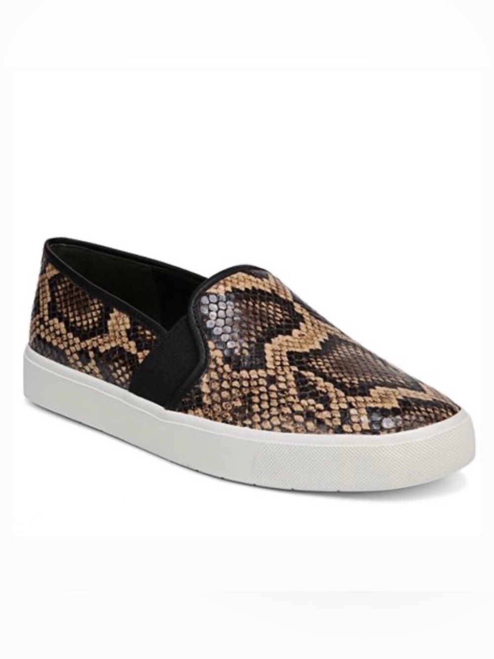 Vince Blair-5 Snake Effect Print Leather Slip-On Sneakers Size 9.5